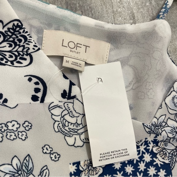 LOFT Patchwork Racerback Tank Medium - Picture 2 of 3